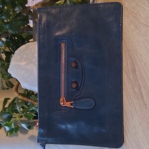 Source Unknown Navy Blue Clutch with Copper Accents